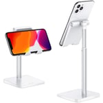 OMOTON Phone Stand, Angle Height Adjustable Vertical Desktop Phone Stand, Cradle, Holder for iPhone SE 13/12/11/Pro/XR/XS/Max, Samsung Galaxy A20E/51/71/S20/Plus, All Smartphones (Up to 7 In)-White