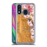 Head Case Designs Official Monika Strigel Rose My Garden Gold Clear Hybrid Liquid Glitter Compatible for Samsung Galaxy A40 (2019)