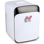 NETTA 15L White Portable Mini Fridge Drinks Beer Cooler AC/DC 12V or Mains