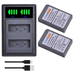 PowerTrust 2Pcs PS-BLS5 PS BLS5 Battery + LED Dual Charger with USB and type-C port for Olympus BLS-50, PS-BLS5, BLS1, OM-D E-M10, PEN E-PL2, E-PL5, E-PL6, E-PL7, E-PM2, Stylus 1