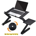 HJWL Laptop Stand, Computer Stands Aluminum Alloy　 Lapdesks Dormitory Folding　 Notebook Table Office Adjustable With Giant Cooling Fan (Color : Black)