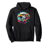 Cool Bald Eagle Spirit Animal Illustration Tie Dye Art Pullover Hoodie