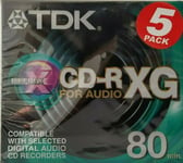TDK CD-RXG80ED 5 PACK Reflex Audio Music Blank CDR Recordable Discs - NEW
