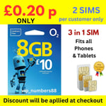 2024 New O2 Sim Card Pay As You Go Mobile phones sim,3in1,Micro,Nano,WiFi Data