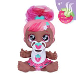 Kindi Kids Blossom Berri Scented Kisses Little Sister Official Baby Doll with Big Glitter Eyes, Chubby, Squishy Arms and Legs, Removeable Nappy, Dummy and Bib