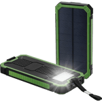 DEJI universal solcelle Powerbank 10.000mAh (37 Wh) med 2 USB-utganger. Lommelykt /blinkefunksjon