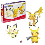 MEGA Pokémon Action Figures Toy Building Set, 4 Inch Pikachu, Raichu and Pichu B