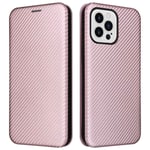IPhone 14 Pro etui med karbonfiber-look - Mykt rosa