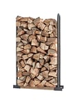 Alberts 824785 Support pour bûches de cheminée en métal Noir Étagère à bois de chauffage extérieure Aide à empiler pour bois de cheminée avec largeur réglable Étagère pour bois de chauffage