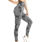 Fashionabla Tie-Dye Fitness Byxor Bekväma ventilerande Leggings för Sport Gym Jogging Grey M