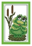 Animal Style Green Frog Cross Stitch Kits Stamped Pattern for Beginners Easy and Quickly (Cross Stitch Fabric CT Number : 11CT Stamped Product)