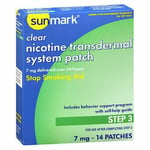 Sunmark Clear Nicotine Transdermal System Patches Step 3 7 mg Count of 14 By Sun