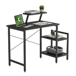 CubiCubi Petit Bureau d'ordinateur Informatique 80 * 50 cm - PC Gaming Table Stable avec 2 Étagères Mobiles et Support d'écran, Montage Facile pour Travailler Etudier Jouer Chambre Domicile, Noir