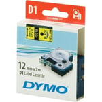 DYMO Dymo D1 Märktejp Standard 12mm, Svart På Gult, 7m Rulle (s072058