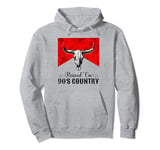 Retro Raised On 90's Country Music Bull Skull Cowgirls Rodeo Pullover Hoodie