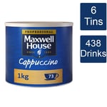 Maxwell House Cappuccino Instant Coffee Powder 6 x 1kg Tins - 438 Servings