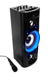 Reflexion Machine audio Disco mobile PS07BT (Bluetooth, véritable chaîne stéréo sans fil, radio, USB, entrée auxiliaire, fonction karaoké et batterie) noire