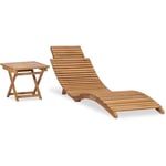Helloshop26 - Transat chaise longue bain de soleil lit de jardin terrasse meuble d'extérieur pliable avec table bois de teck solide