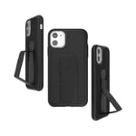 CLCKR Compatible with iPhone 11 Case with Phone Grip and Expanding Stand, iPhone 11 Cover with Phone Grip Holder - Carbon Fibre PU Black