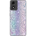 Motorola Moto E14 Genomskinligt Skal Glitter Leopard