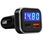 USB C Car Charger with Voltage Meter, JEBSENS 30W Dual Port USB Type C Power Delivery 3.0 & Quick Charge 3.0 Fast Charge Car Adapter Compatible with iPhone 12/11/Pro/Max/XR/8/8P, S20/S10, Pixel 4/3/XL