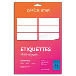 Office Star Boîte de 1200 étiquettes adhésives multiusage format 70x37mm Star, planche A4, coloris bleu