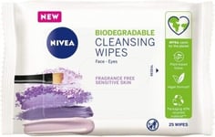 NIVEA Biodegradable Cleansing Wipes Sensitive Skin (25 sheets), Biodegradable W