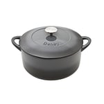 Denby - Halo Black Cast Iron Casserole Dish - Dutch Oven, Oven Safe Pot, Enamelled - 26cm, 5.4L Capacity - Round