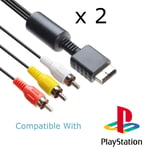 x2 PS1 PS2 PS3 TV Cable RCA to AV Audio Video Scart Lead for PlayStation Adapter