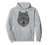 Wild Wolf Dog Face Native American Indian Henna Pattern Tee Pullover Hoodie