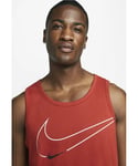 Nike Dri-FIT Mens Graphic Training Tank Vest in Red Cotton - Size Large