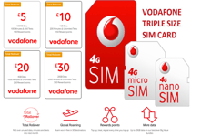 Official Vodafone Sim Card UK Pay As You Go Includes Standard Micro Nano Triple