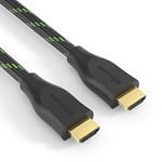 conecto, câble HDMI High Speed certifié Premium, 4K Ultra HD, double blindage, tresse nylon, noir/vert, longueur : 1,50m