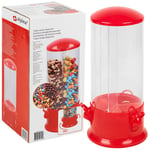 Red Candy Dispenser Sweet Jar with 3 Compartments, Cereal and Chocolate Storage Can Container, 30 x 16 x 16 cm