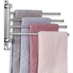 Swivel Badrumshandduksställ JSVER Väggmonterad Handduksställ, SUS304 Rostfritt Stål Handduksstång 4-Arm Handdukshängare