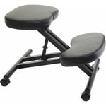 HHG - jamais utilisé] Siège assis à genoux 940 appui-genoux, tabouret, chaise bureau, réglable, similicuir, métal noir - black