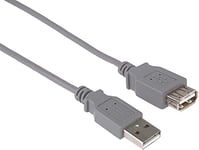 PremiumCord Rallonge USB 2.0, Câble de Données Jusqu'à 480 Mbit/S, Câble de Charge, USB 2.0 Type A Femelle vers Mâle, 4 Broches, 2 Blindages, Couleur Gris, Longueur 1 m