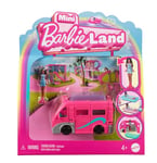 Barbie Mini BarbieLand Doll & Toy Vehicle Set, 1.5-inch Doll & DreamCamper with Working Doors & Color-Change Pool, HYF39
