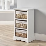 Lichfield 3 Wicker Basket Drawer Chest Storage Unit