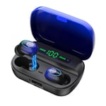 Wireless Headphone,Bluetooth 5.0 Earbud,Deep Bass HiFi Stereo Sound Bluetooth Earphones with Mic,Power Bank for Cellphone,LCD Digital Display Charging Case, for all Bluetooth Devices-blue