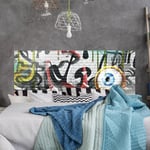 Plage - Sticker tête de lit, street art, tag sur un mur, pour décorer le bout de son lit, 60 cm x 160 cm - Gris / argent