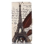 Sony Xperia 5 V Skinn Deksel med Lommebok - Eiffeltårnet