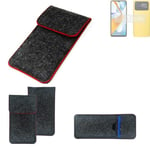 Protective cover for Xiaomi Poco C40 dark gray red edges Filz Sleeve Bag Pouch