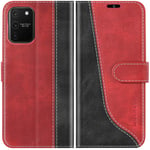 Mulbess Samsung Galaxy S10 Lite Case, Samsung Galaxy S10 Lite Phone Cover, Stylish Flip Leather Wallet Phone Case for Samsung Galaxy S10 Lite, Wine Red
