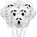 10pcs Clear Balloons Happy Birthday Halloween Party Decorations Silver Scream 12 Inches