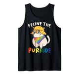 Feline The Purride Ally Cat LGBT Gay Pride Flag Rainbow Kids Tank Top