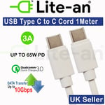 1M USB C Type-C to Type-C PD Fast Charger Cable Data Sync For Apple Macbook UK
