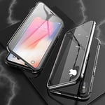 Étuis pour téléphone cellulaire, for iPhone XS Max Ultra Slim Double Sides magnétique Adsorption Cadre Angulaire en Verre trempé Aimant Flip Case (Couleur : Noir)