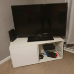 Small TV Stand White High Gloss Media Cabinet Unit Modern Glass Shelf Furniture