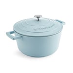 MasterClass Cocotte moyenne avec couvercle 4 L/24 cm en fonte d'aluminium légère, compatible induction et four, bleu ciel